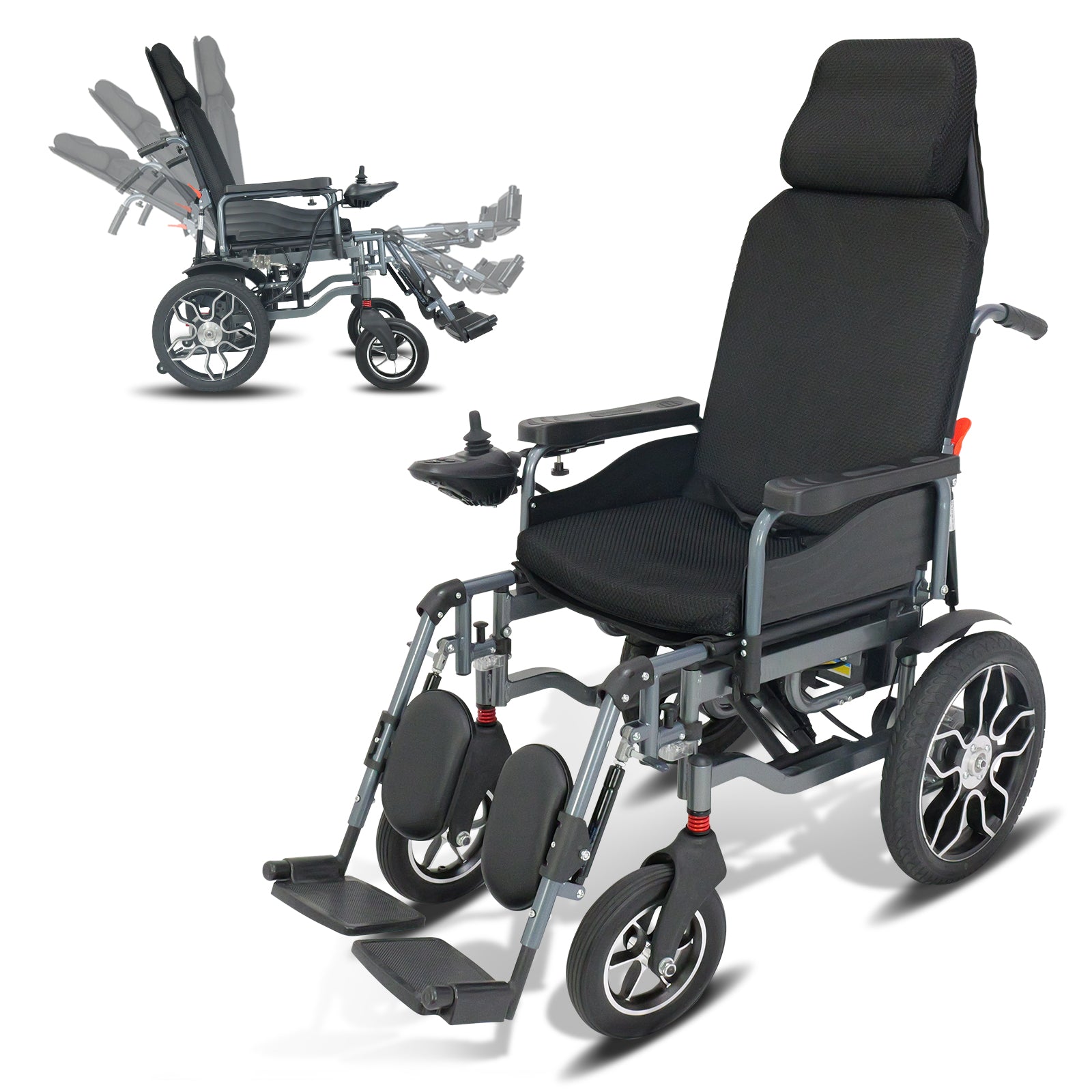 Luxury Power Wheelchair for Disabled and senior, Lightweight and Foldable, All Terrain Portable Reclining Electric Wheelchair