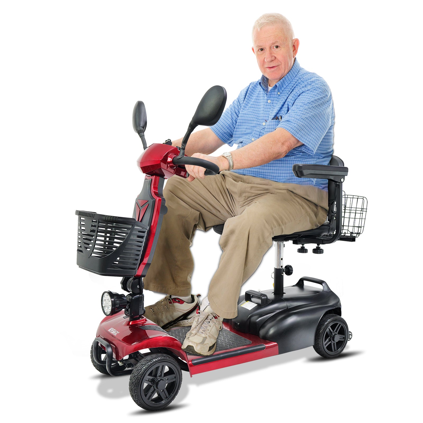 25 Mile 4 Wheel Mobility Scooters for Seniors, Portable Power Mobility Scooters All Terrain 25AH Li-ion Battery
